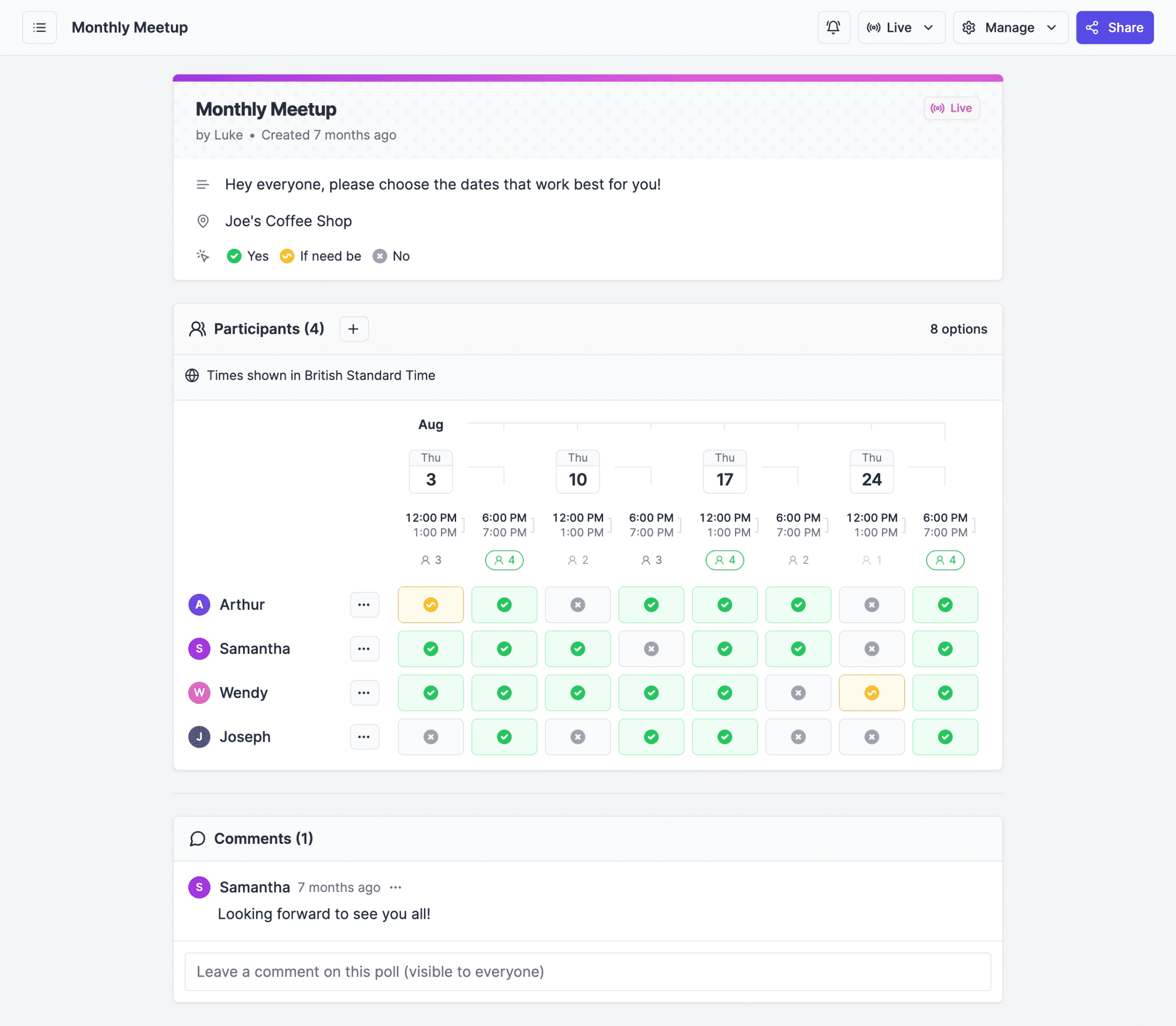 Rallly - Best for Scheduling Meetings by Creating Polls/Votes