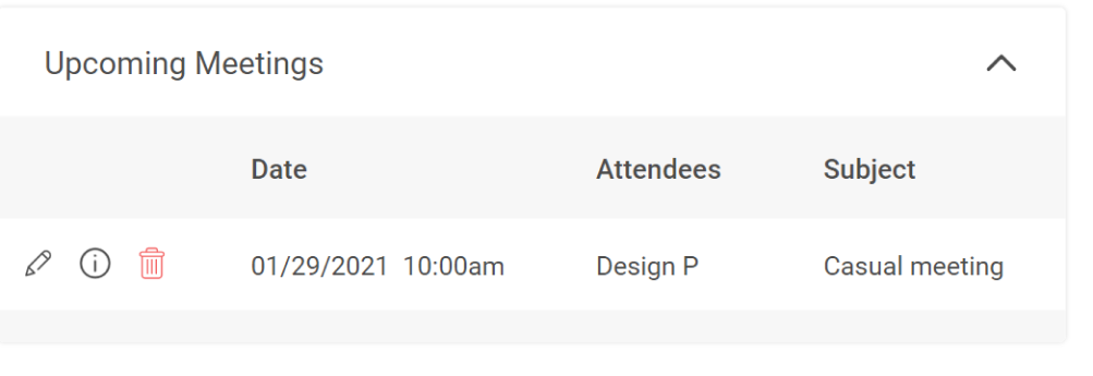 Meeting schedule in CRM