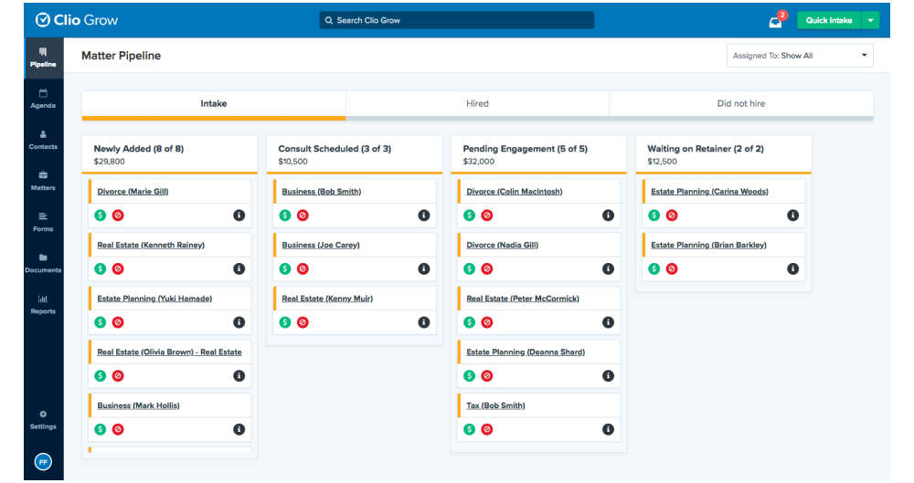 Clio Grow - Best for Client Intake Management